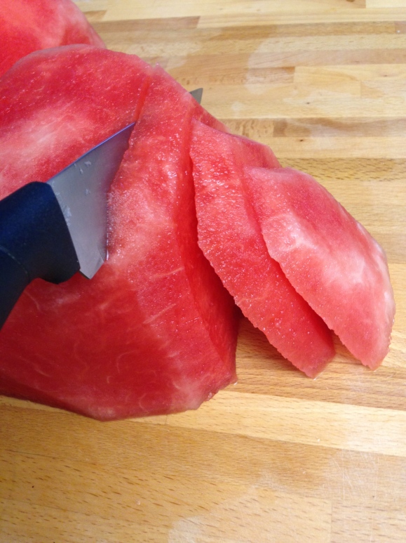 Chop it up into slices, about 1 to 2 inches thick.