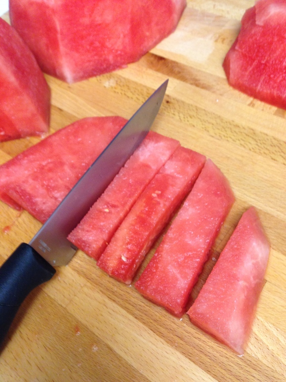 Chop the flat slices into little spears...